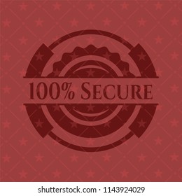 100% Secure retro style red emblem