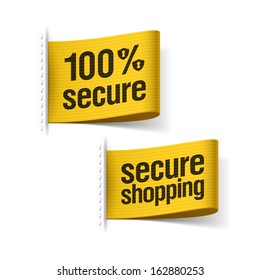 100% secure shopping labels. Vector.