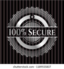 100% Secure silver badge or emblem