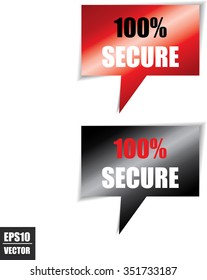 100% secure speech bubbles square template | business banner with symbol icon - Vector.