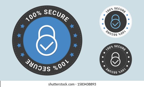 100% Secure stamp vector illustration. Vector certificate icon. Vector combination for certificate in flat style.