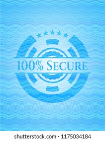 100% Secure water concept style badge.
