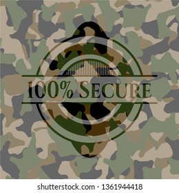 100% Secure written on a camouflage texture
