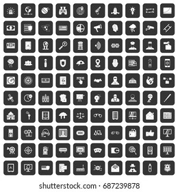 100 security icons set in black color isolated vector illustration