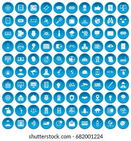 100 security icons set in blue circle isolated on white vector illustration