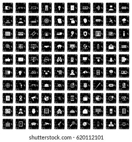 100 security icons set in grunge style isolated vector illustration