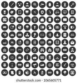 100 security icons set in simple style white on black circle color isolated on white background vector illustration