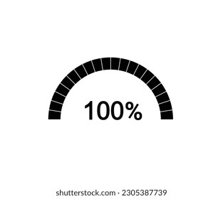 100% semicircle percentage diagrams, 100 Percentage ready to use for web design, infographic or business.