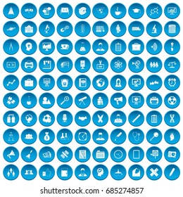 100 seminar icons set blue