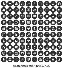 100 seminar icons set in simple style white on black circle color isolated on white background vector illustration