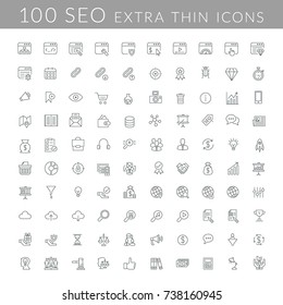 100 SEO extra dünne Symbole