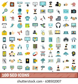100 seo icons set in flat style for any design vector illustration