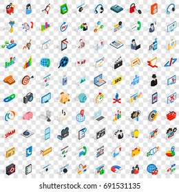 100 seo icons set in isometric 3d style for any design vector illustration