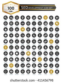 100 SEO and web development,searching icons,clean vector