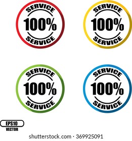 100% service, Button, label and sign - Vector illustration