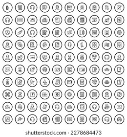 100 service icons set. Outline illustration of 100 service icons vector set isolated on white background