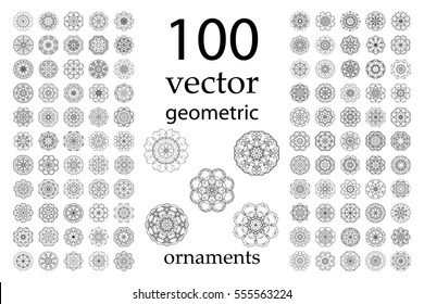 100 Set abstract geometric mandala round ornament