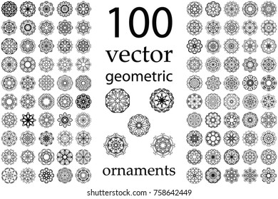 100 Set abstract geometric mandala round ornament