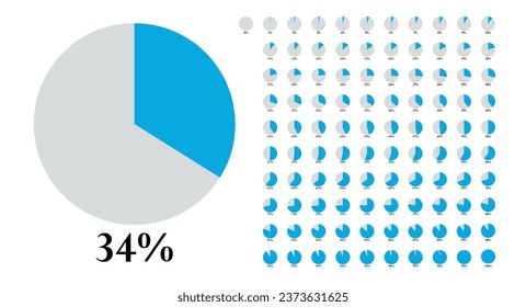 100 set pie chart percentage graph design, Infographic Vector 3d Pie Chart, Colorful circle percentage diagrams for infographic. Vector illustration Design.