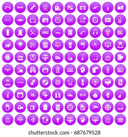 100 set in purple circle isolated on white vector illustration