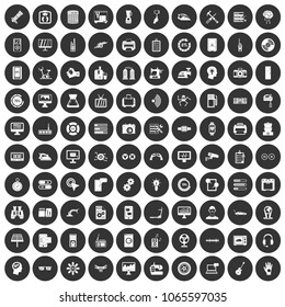 100 set in simple style white on black circle color isolated on white background vector illustration