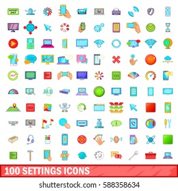 100 settings icons set in cartoon style for any design vector illustration