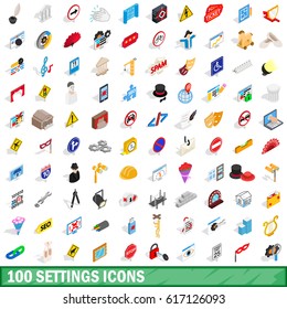 100 settings icons set in isometric 3d style for any design vector illustration