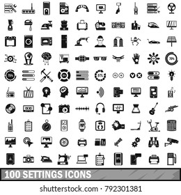 100 settings icons set in simple style for any design vector illustration