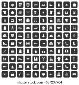 100 sewing icons set in black color isolated vector illustration