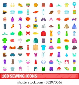100 sewing icons set in cartoon style for any design vector illustration