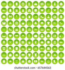 100 sewing icons set green circle isolated on white background vector illustration