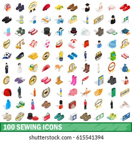 100 sewing icons set in isometric 3d style for any design vector illustration
