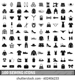 100 sewing icons set in simple style for any design vector illustration