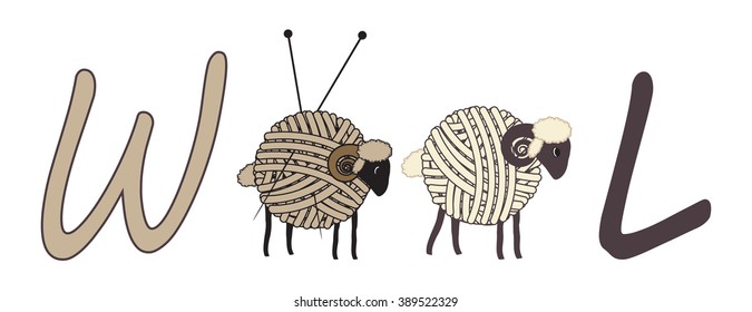 100% sheep's wool - vector illustration 