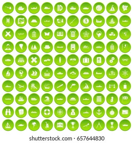 100 shipping icons set green circle isolated on white background vector illustration