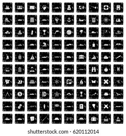 100 shipping icons set in grunge style isolated vector illustration