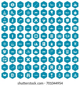 100 shipping icons set in sapphirine hexagon isolated vector illustration