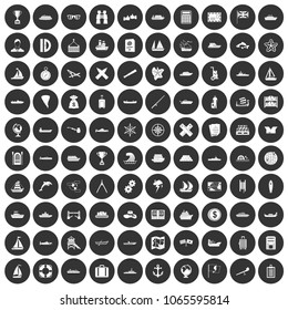 100 shipping icons set in simple style white on black circle color isolated on white background vector illustration