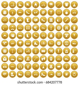 100 shoe icons set gold