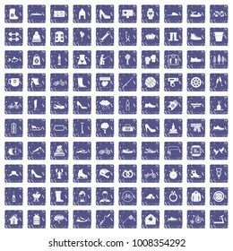 100 shoe icons set in grunge style sapphire color isolated on white background vector illustration