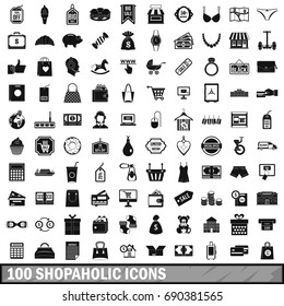 100 shopaholic icons set in simple style for any design vector illustration