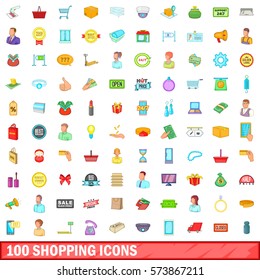 100 shopping icons set in cartoon style for any design vector illustration