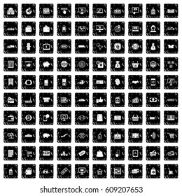 100 shopping icons set in grunge style isolated vector illustration