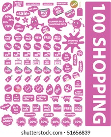 100 shopping pink. vector
