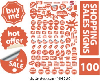 100 shopping sales signs. vector