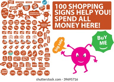 100 shopping signs. vector