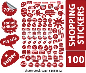 100 shopping stickers. vector