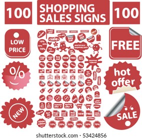 100 shopping stickers. vector