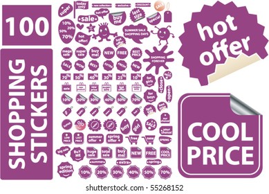 100 shopping stickers. vector