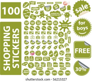 100 shopping stickers. vector